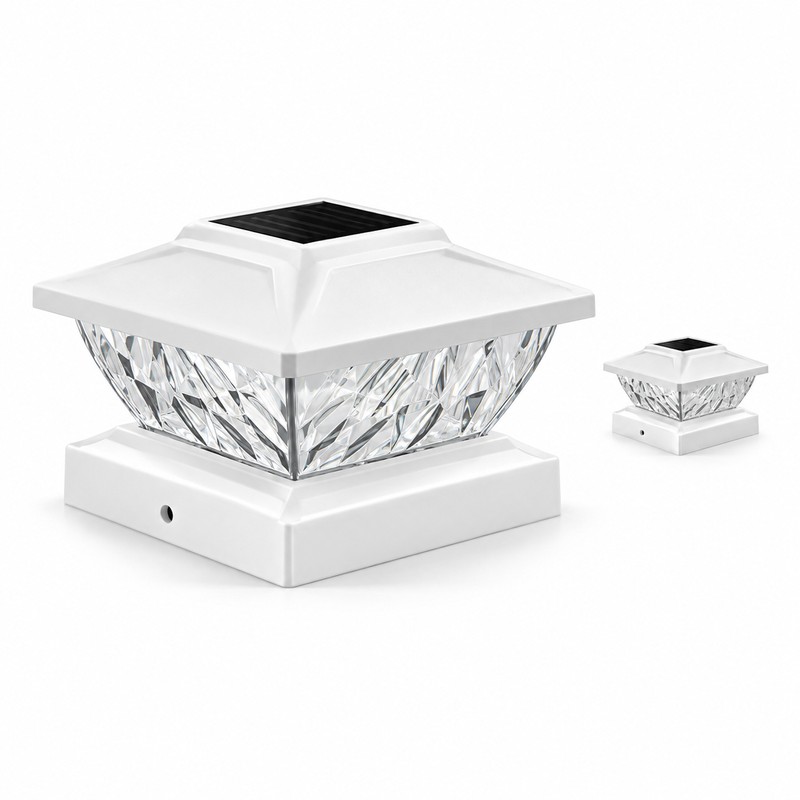 White Solar Post Cap Lights for Fence & Deck –