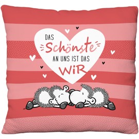 Sheepworld Plush Cushion with Motif The Most Beautiful, Decorative Cushion with Reversible Motif, 25 cm x 25 cm, 100% Polyester, Gift, Valentine's Day, Decorative Item 73791