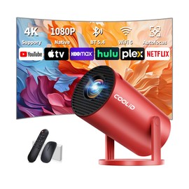 Mini Projector, Support 4K 1080P Portable Projector with Bidirectional WIFI6 5G and Bluetooth5.4, 270° Rotatable, Auto Keystone Correction, 35"-130" Video Projecto Compatible with HDMI/USB - Red