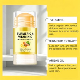 Barra reafirmante para el cuello, barra de crema iluminadora reafirmante de cúrcuma con vitamina C, piel del cuello profundamente hidratante, hidratante para apretar, suavizar las líneas finas (2Pcs)