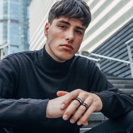 FIOROYAL Pack of 16 Stainless Steel Rings Men's Skill Rings for Men Women Spinner Ring Black Silver Fashion Band Anti Stress Ring Fidget Ring Wedding Promise Men's Rings Set 54-69, Stainless Steel, No