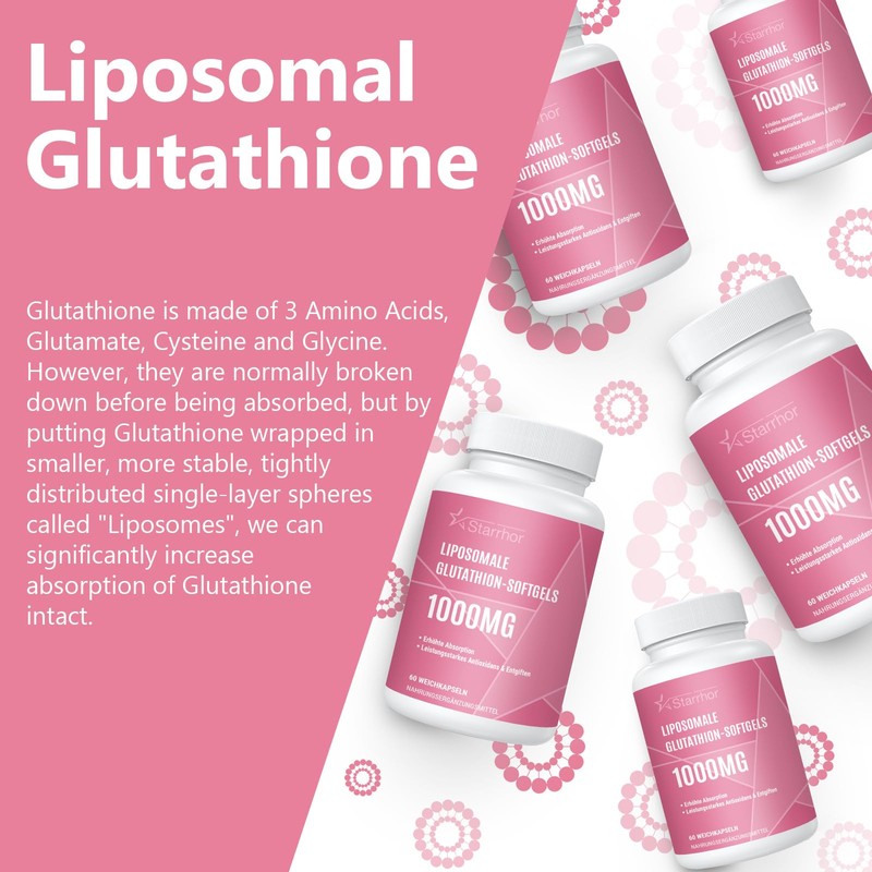 Liposomal Glutathione Soft Capsules, Highly Effective Glutathione Supplement 1000 mg