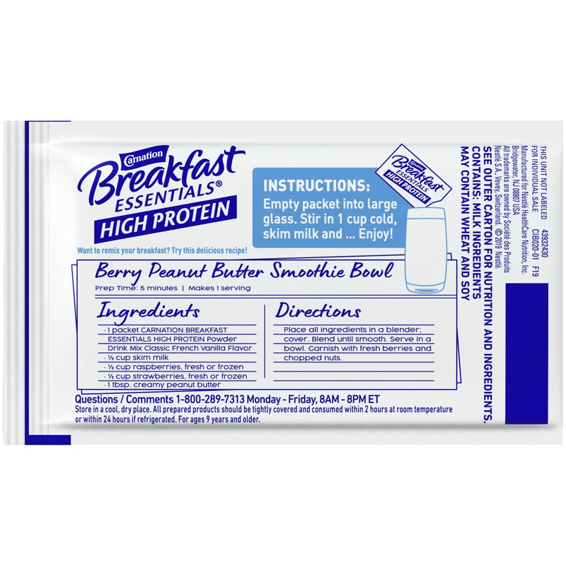 Carnation Breakfast Essentials High Protein Drink Mix, Classic French Vanilla,