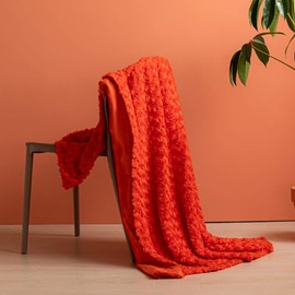 Simple&Opulence Plush Fluffy Throw Blanket Tridimensional Rose Pattern Soft Warm Microfiber Cozy Chic Shaggy Reversible Coverlet for Girls Home Décor Couch, 102"x 88" (King, Mandarin Red)
