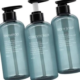 Shampoo Bottle Bathroom Dispenser 3-Piece Refill Container Teal Hotel Bathroom Supplies Bathroom Dispenser / 샴푸용기 욕실 디스펜서 3종 리필용기 청록 호텔욕실용품 욕실디스펜서
