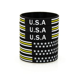 BRANDWINLITE Yellow Line American Flag Rubber Bracelets Silicone Wristbands For Emergency Dispatchers