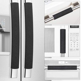 Miss.Silk Refrigerator Door Handle Covers, Set of 5, Keep Your Kitchen Appliance Clean from Smudges, Drips, Food Stains, Oil, Handmade Decor Protector for Fridge, Ovens, Dishwashers (Black)