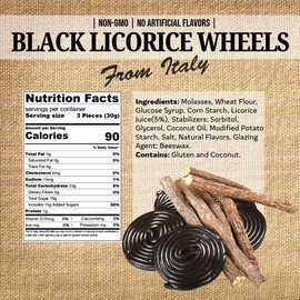 Italian Black Licorice Wheels | Bulk Candy | Natural Colors and Flavors, GMO Free | 2 Pounds