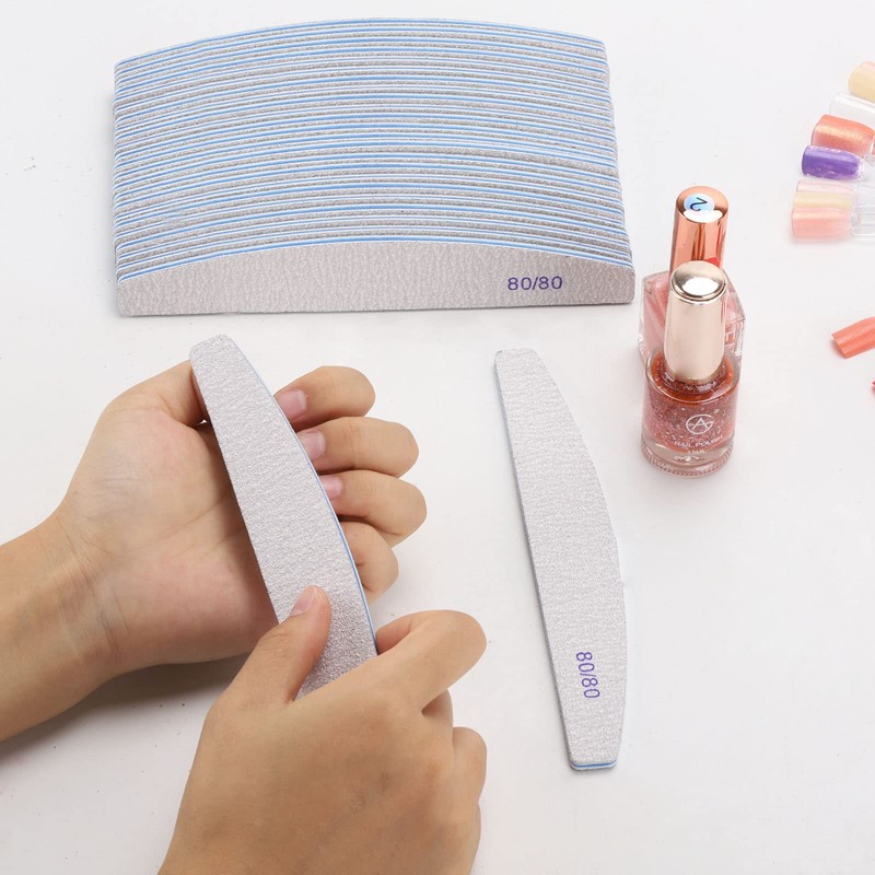 25 Count 80/80 Grit Coarse Nail Files for Acrylic Nails,