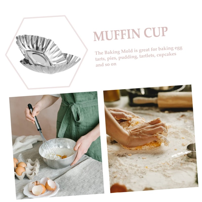 ULTECHNOVO 20Pcs Nonstick Egg Tart Molds Stainless Steel Cupcake Muffin