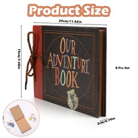 8 Pcs Our Adventure Book Set,Travel Album Photo Album Retro Photo Book Record Adventure Our Adventure Book Scrapbook Surprise Gift Adventure Book Decorative Accessories