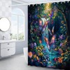 Wonderland Shower Curtain Fantasy Misty Forest Butterfly Waterfall Tropical Rain