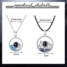 JeweBella 2Pcs Couples Necklace for Him and Her Couple Necklace Stainless Steel Heart Pendant Necklace for Men Women Valentine Gift for Girlfriend Boyfriend Matching Necklace