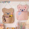Wall Hanging Storage Bag Cute Bear Shape Large Capacity Wall