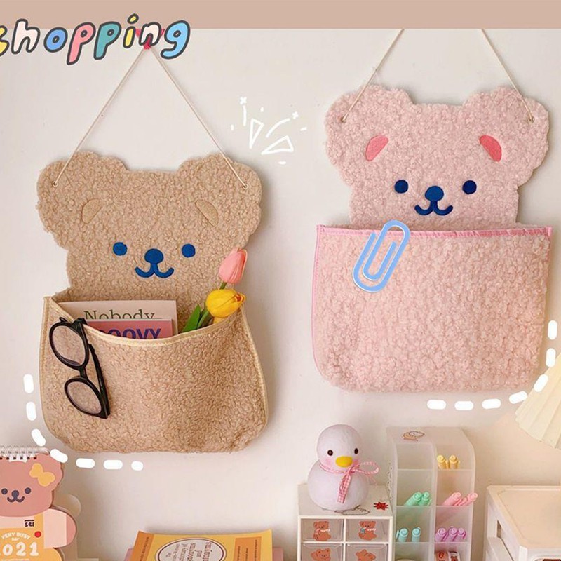 Wall Hanging Storage Bag Cute Bear Shape Large Capacity Wall