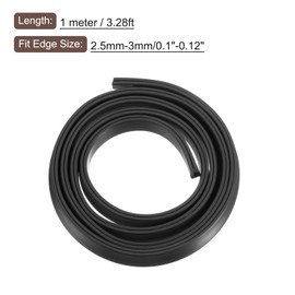 uxcell U Channel Edge Trim, 3.3ft Length Rubber Guard Seal Strip Edge Protector Flat Type Fit for 2.5-3mm Edge, (9/32" W x 25/64" H) Black