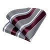 DiBanGu Burgundy and Grey Stripe Ties for Men Silk Woven