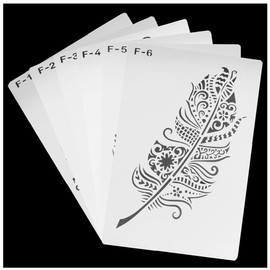 XGNG 7PCS Reusable Mandala Painting Templates Beautiful Stencils Decorative Mandala Feather Stencil Feather Painting Template Set