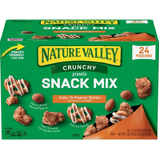 Nature Valley Nature Valley Crunch Granola Snack Mix Oats 'N Peanut Butter 24 X 1.2 Ounce  Net wt 28.8 Ounce , 28.8 Ounce
