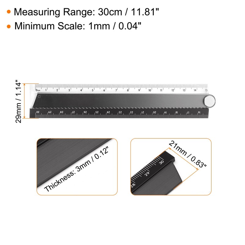 sourcing map 2pcs Folding Straight Ruler 30cm Metric Aluminum Alloy