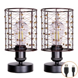 ALL FORTUNE Cordless Rechargeable Outdoor Table Lamps, Battery Operated Table Lamp with Stepless Dimmable Table Lights, Outdoor Lamps for Patio, Living Room, Bedroom, Indoor- Set of 2