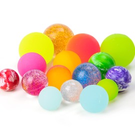 Pllieay Bouncy Balls for Kids, 16 Pack Assorted Colorful Mixed Sizes (24mm, 28mm, 32mm, 42mm) for Party Favors, Birthdays