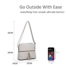 Women Tassel Charm Zip Trendy Fashion Sling Bag Small Shoulder Handbag With Adjustable Crossbody Strap-Black