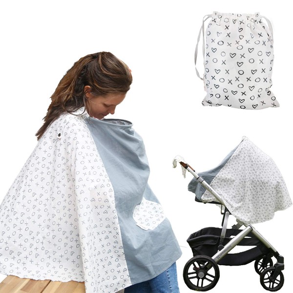 Milky Chic Nursing and Breastfeeding Poncho - Patent Pending 360 Full Coverage Wired Nursing Cover and Apron - Breathable, Soft Cotton - Carseat, Stroller Canopy - Multifunctional Baby Shower Gifts