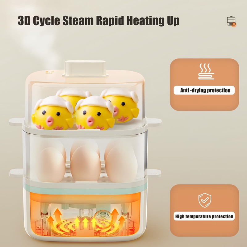 Kawu Egg Cooker, 12 Eggs Electric Egg Boiler with Anti-scalding