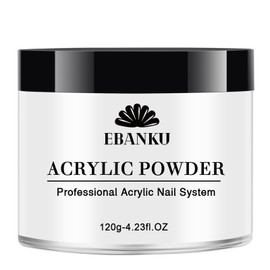 White Acrylic Nail Powder EBANKU 120g/4.23oz Acrylic Powder Large Capacity Professional Acrylic Powder for Nail Acrylic Extension, Nail Carving, Long-Lasting, No Nail Lamp Needed