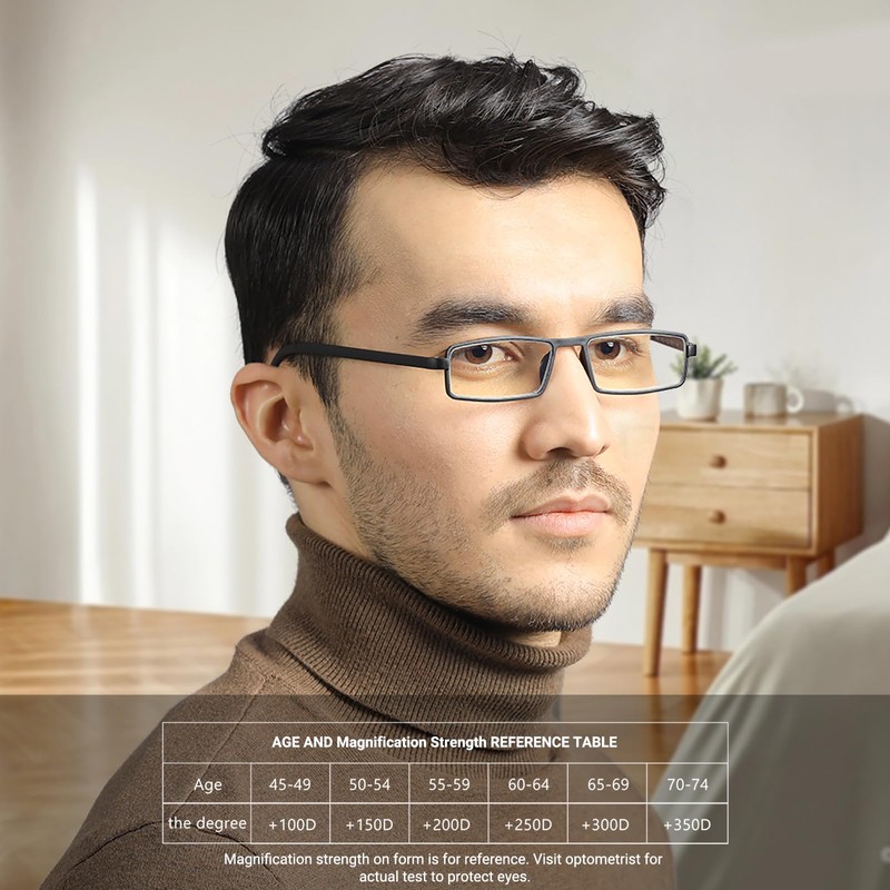 TERAISE Reading Glasses for Men 4-Pack Ultralight Blue Light Blocking