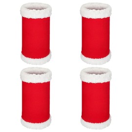 MFUOE 4Pieces Christmas Horse Leg Wraps Red Plush Horse Christmas Costume Professional Equestrian Horse Leg Polo Wrap for Winter Keep Legs Clean