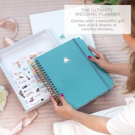 Clever Fox Wedding Planner – Notebook Organizer for Bride – Wedding Planning Binder Book with Pockets – Engagements Gift, 10x11″ (Aquamarine)