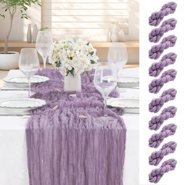 Purple Cheesecloth Table Runner 10 Packs 36x120 Inches Boho Gauze Table Runner for Wedding Bridal Shower Birthday Party Table Decor