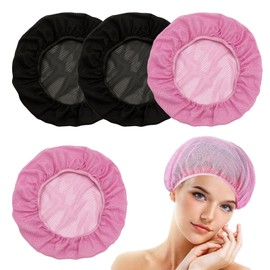Pixaro Hair Net for Sleeping - 4 Pieces Hair Net Hair Protector for Night Unisex Hair Net Hair Net Kitchen Stretchy Hair Net Caps for Kitchen Catering Working Cooking, Pink and black