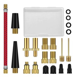 Bkemkri 21 Piece Bicycle Valve Adapter Set, French Valve Adapter with Sorting Box, Valve Adapter Set, Bicycle Valve Adapter SV DV AV Valve Adapter, Air Pump Adapter, Compressor Valve Adapter