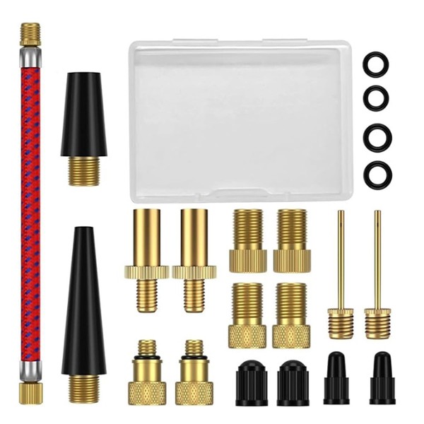 Bkemkri 21 Piece Bicycle Valve Adapter Set, French Valve Adapter