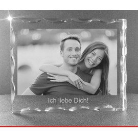 VIP-LASER 2D Engraved Glass Crystal Faceted Horizontal XL Display Your Friend/Your Girlfriend. Your Photo in the middle of Glass Forever. Size XL = 80X100X20 MM