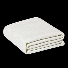 M Mute Touch Stitch Fabric, 3-Layer Padded Knit Jacquard w/Air Layer Technology, Breathable Textured for Clothes, Bedding & Upholstery (White 40'' x 67'')