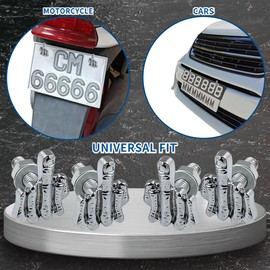 Meibaolin Finger License Plate Bolt Fasteners Decorative Modified Cars Motorcycle License Plate Screw Frame Mounting Kit Truck Vehicle Accessories 4 Pcs (Silver)