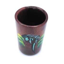 Kal Crafts - Wooden Tequila Shot Glass - Hand Painted with Costa Rican Rainforest Design - 1.5 oz fl or 45 mL (Iguana)