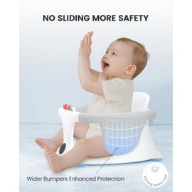 Minimiss Baby Bath Seat for Babies Sitting Up Infant Bath Seat for Babies 6 Months & Up Baby Bath Chair Toddler Bath Seat 6-12 Months, Gray