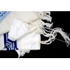 Kosher Tallit Prayer Shawl 100% Wool 43x63"/110x160cm Israel.blue&silver Stripes N-45