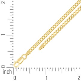 JewelryWeb 925 Sterling Silver Solid Super Flat Comfort Curb Chain Yellow 2.8mm Bracelet 7 Inch Link-Bracelet for Women and Men