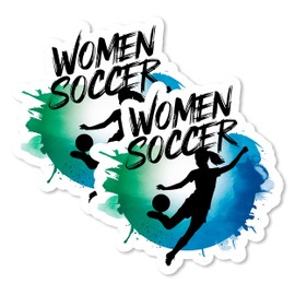 Women Soccer Magnet 4 inch 2 Pack Vinyl for Fun Sport Souvenir Gift Refrigerator Fridge Dishwasher ID44999