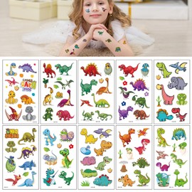 Dinosaur Temporary Tattoo Kids for Birthday 10 Sheets Cartoon Dinosaur Tattoos for Kids Girls Boys Birthday Party Favors Activities