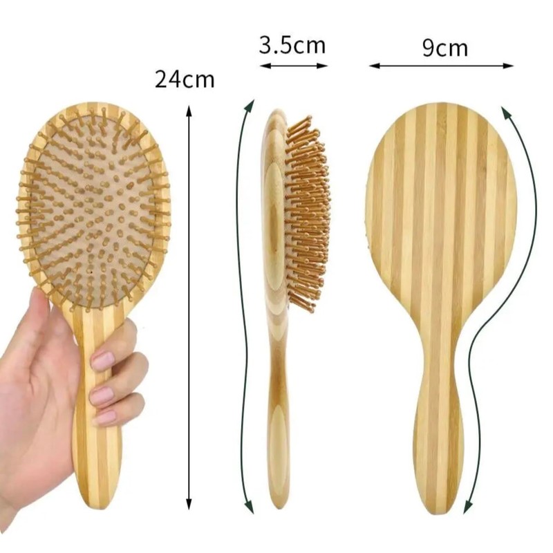 Kandid Luxury Wooden Hairbrush with natural striping - 70 bristles