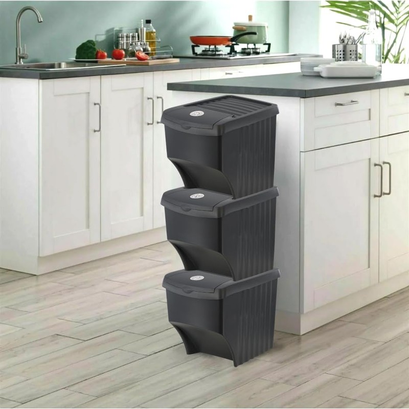 GEEZY 22L Grey Open Fronted Set Of 3 Large Stackable