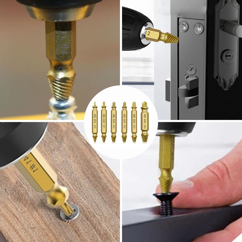 Asheyya 6PCS Screw Remover and Extractor Bit Set, Double Ended