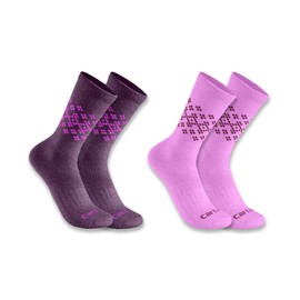 Carhartt Women's Midweight Synthetic-Wool Blend Fairisle Crew Sock 2 Pack, Assorted 02 Purple, Large